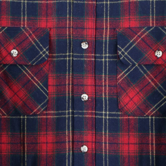 Vintage 90s Quilt Lined Wool Flannel Shirt Jacket - Picture 4 of 8